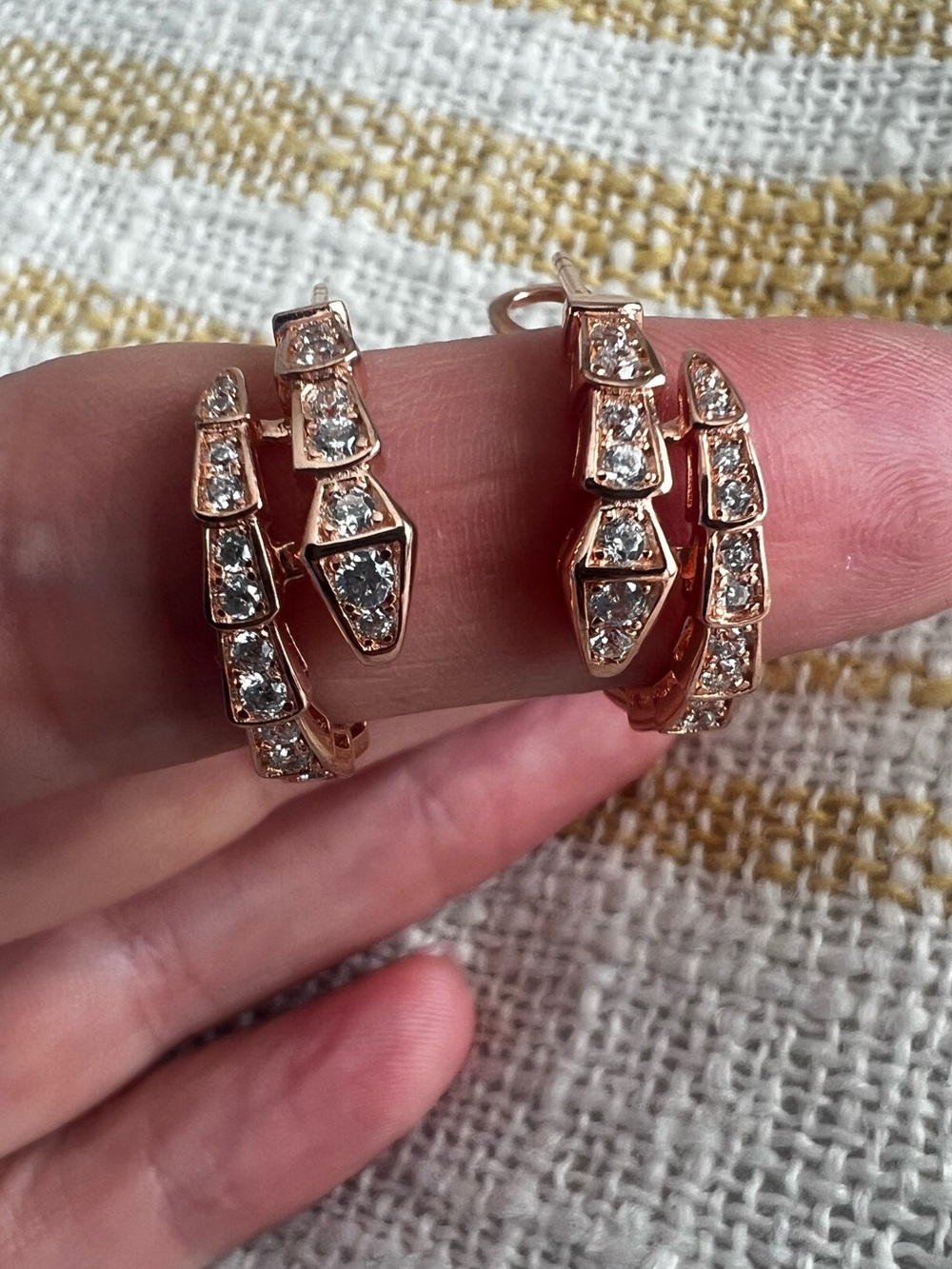 Rose Gold Crystal Hoop Earrings